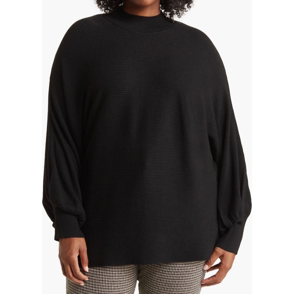 T‎ Tahari Black Mock-neck, Balloon Sleeve Sweater Size 2X NWT